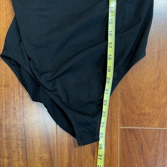 TOPSHOP Ribbed Stretchy Black Bodysuit Size 12 - Picture 8 of 12